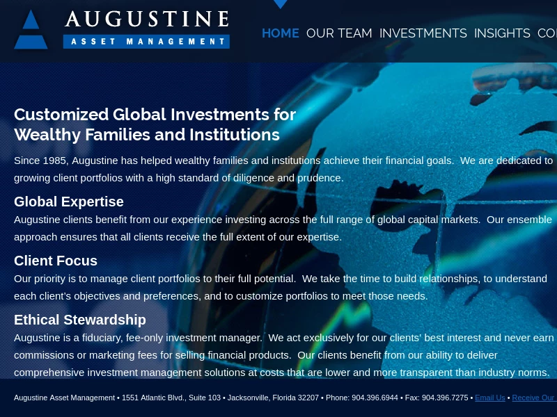 Augustine Asset Management Jacksonville FL, Investment management Jacksonville FL wealth institutional assets fee only