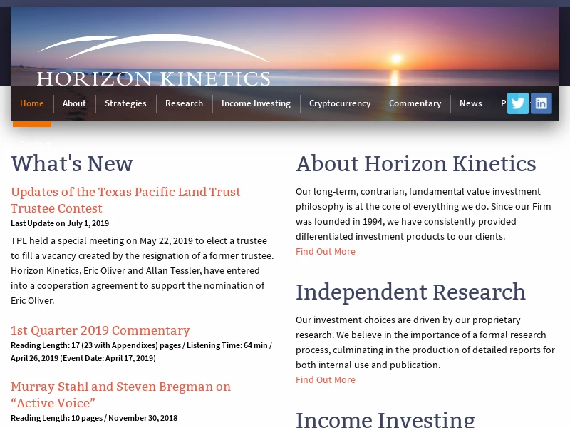 Horizon Kinetics LLC | Independently Owned Investment Adviser
