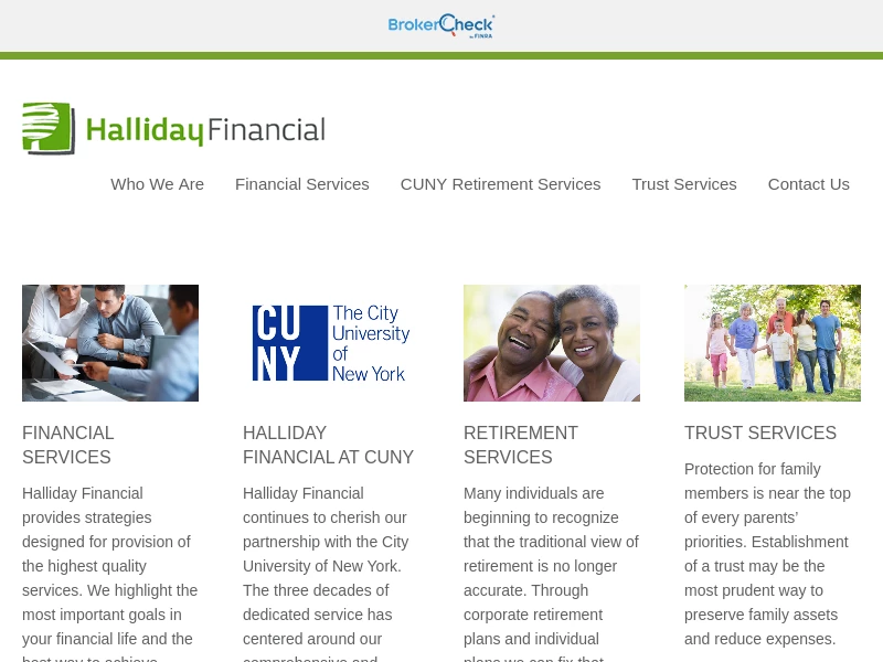 Halliday Financial – Halliday Financial Group is an independent financial planning firm dedicated to serving the needs of individuals, families, businesses and not-for-profit organizations.