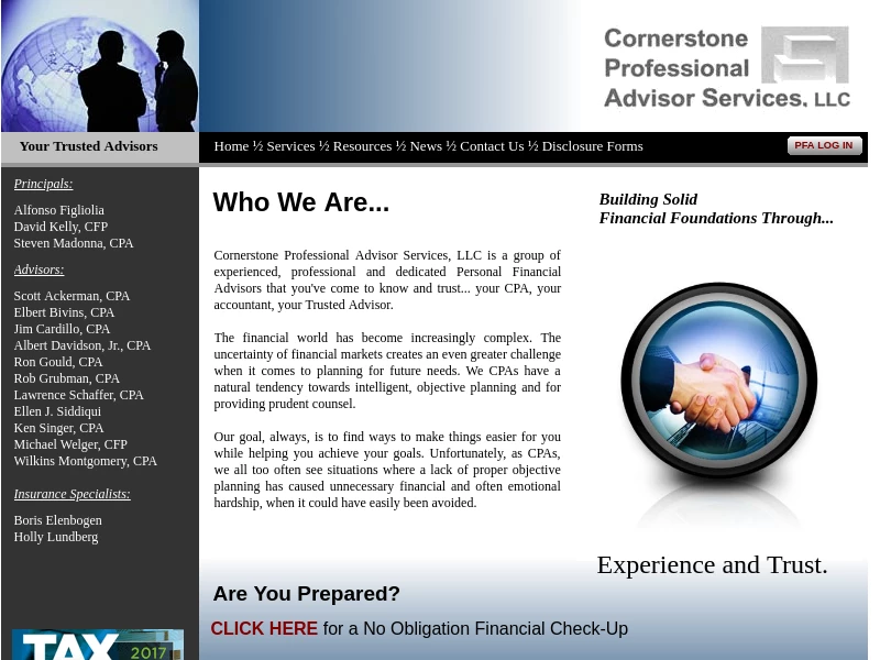 Cornerstone Professional Advisor Services, LLP - Who We Are