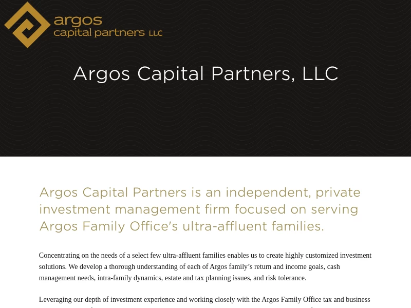 Argos Capital Partners, LLC | Independent Investment Management Firm