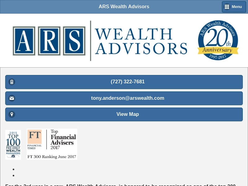 ARS Wealth Advisors – Expertise, Accessibility and Integrity To Give You Peace of Mind