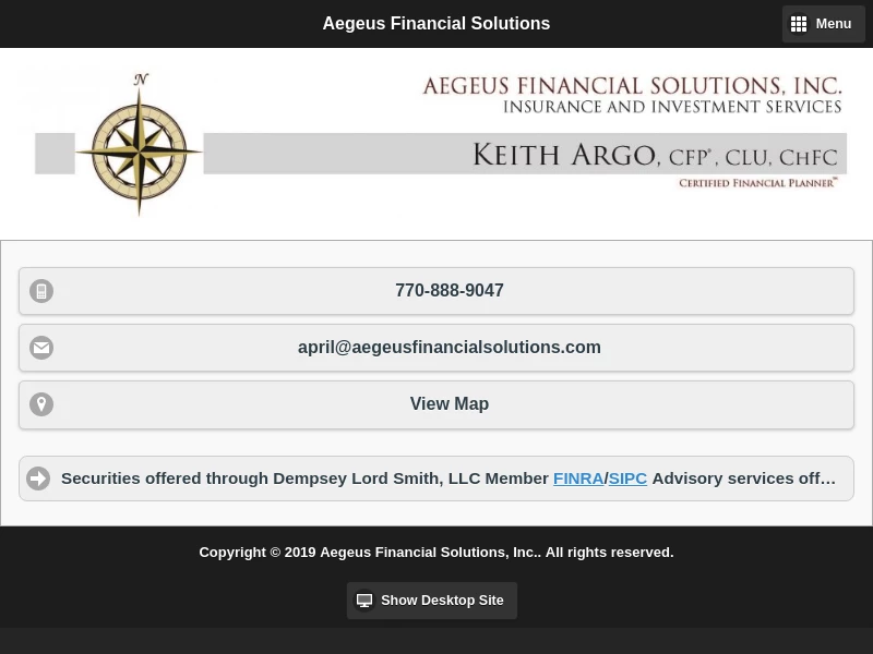 Aegeus Financial Solutions, Inc. - Keith Argo, CFP, CLU, ChFC