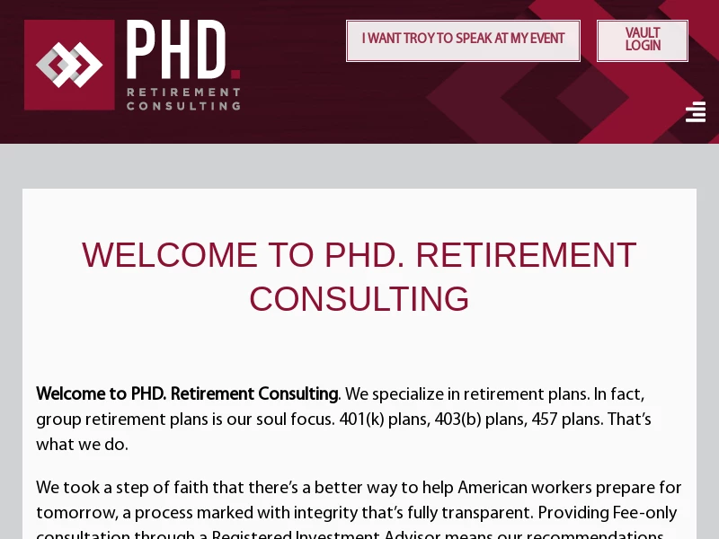 Home - PHD Retirement Consulting - REQUEST A FEE ONLY PROPSOAL