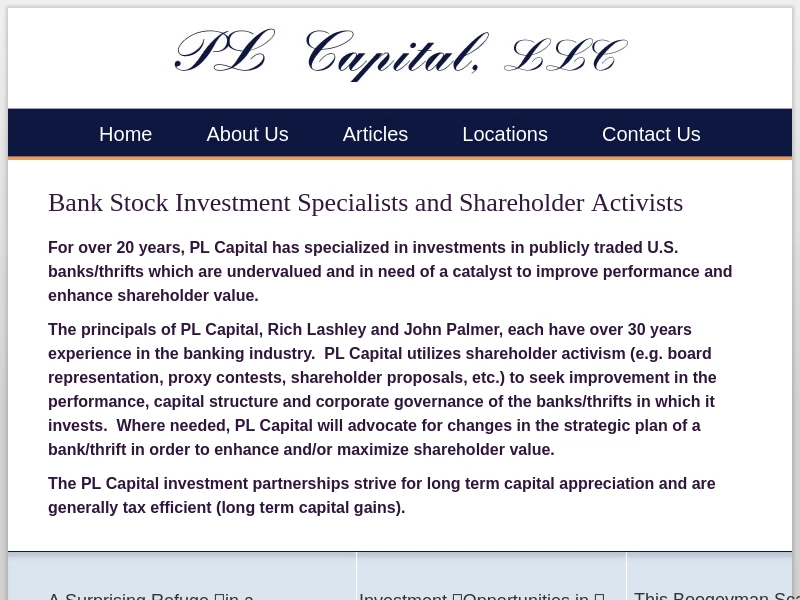PL Capital – Bank Stock Investments
