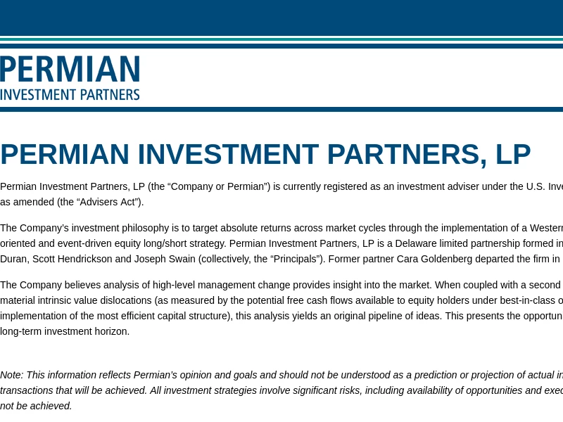 Permian Investment Partners, LP