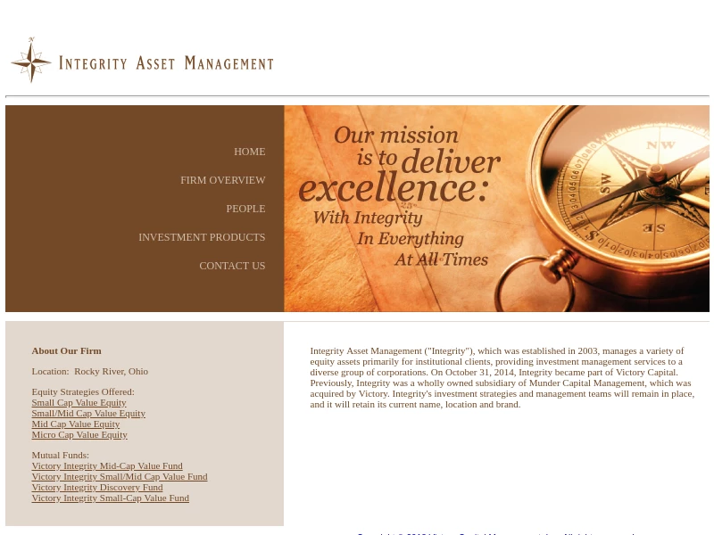 Integrity Asset Management, Investment Franchise - Victory Capital
