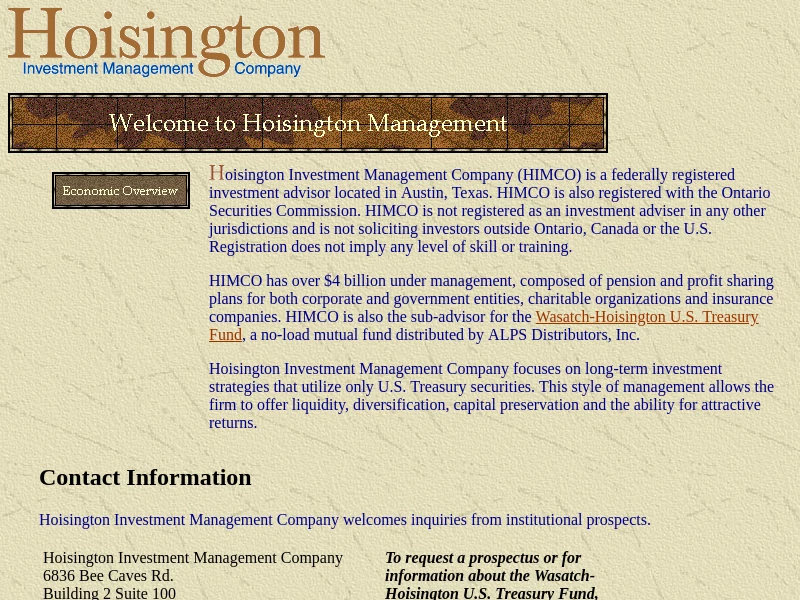 Welcome to Hoisington Management