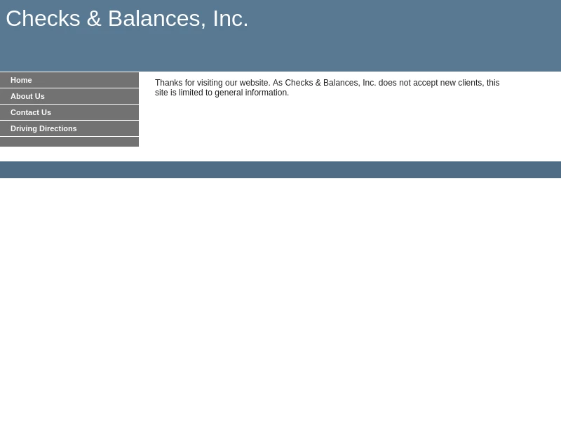 Bill paying, Checks & Balances, Inc. Home