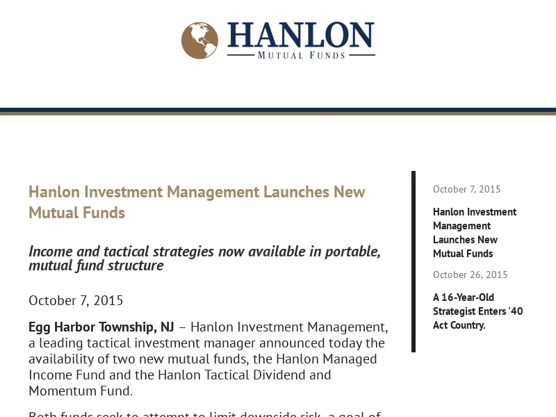 Tactical Dividend and Momentum Fund - HANLON