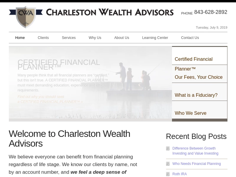 Charleston Wealth Advisors, Fee-on Financial Advisor, Charleston SC