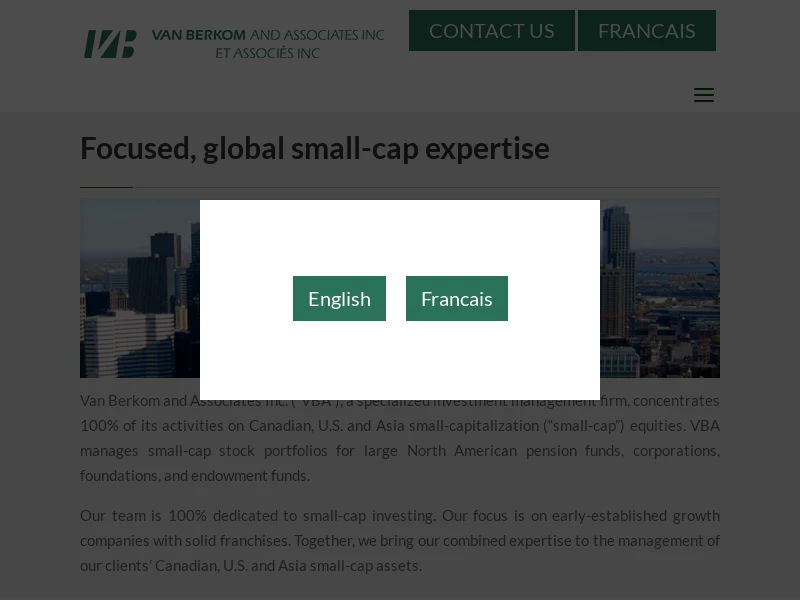 Global expertise, specializing in small-cap equities - Van Berkom Global