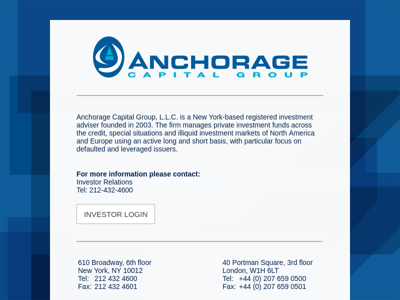 Anchorage Capital Group Llc New York Ny Vermeiden Sie Betrug