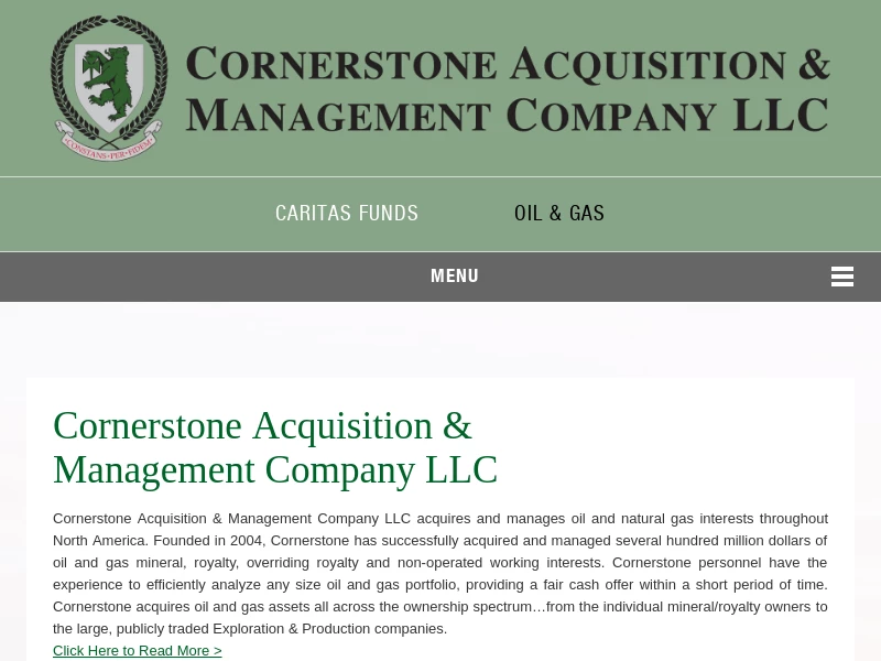 We Acquire and Manage Oil and Gas Interests | Cornerstone AMC LLC