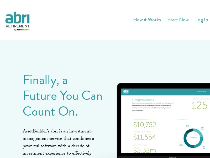 AssetBuilder's abri — Finally, A Future You Can Count On with consistent retirement income